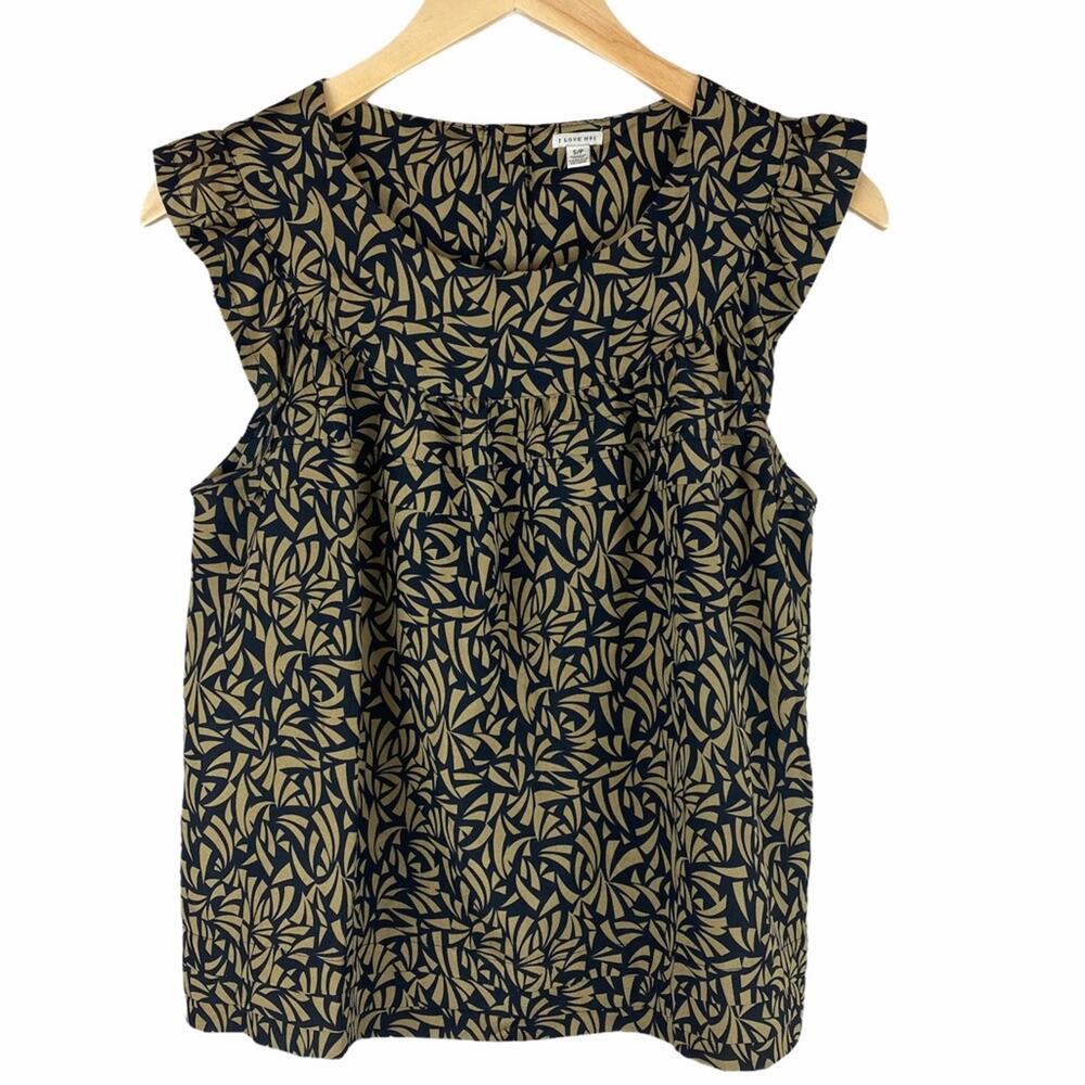 I Love H81 Sleeveless Ruffled Rounded Neck Button Back Blouse Size Small
